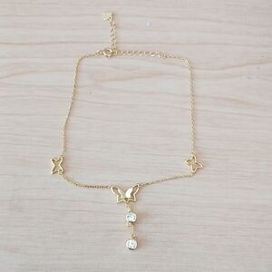 Gold Plated S925 Butterfly Bracelet With Dangle Embellishment